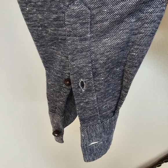 EUC -TED BAKER Men's Heathered Blue linen cotton knit Button Down Shirt - size 3 - Picture 7 of 9